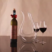 1PC 1500ml Big crystal handmade red wine decanter wedding wine decanter red glass wine dispenser U-shaped decanter Pourers J1102217V