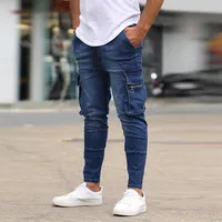Men's Jeans 2023 Streetwear Men's Denim Cargo Pants Fashion Slim Fit Pockets Solid Color Spring Summer Men Casual Jean Trouser Vintage