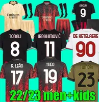 22 23 Koszulki piłkarskie Giroud Home Ibrahimovic Football Shirt 2022 2023 TONALI REBIC CAMISETA DE FUTBOL Theo Brahim R.Leao Florenzi AC Milans Fan Player Men Kids Kit