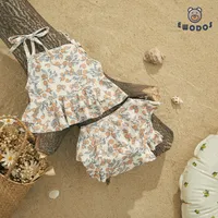 s EWODOS 0 24 Months born Baby Girls 2PCS Swimwear Bikini Sets Summer Floral Print Sleeveless Bandage Swimsuit Ruffles 230330