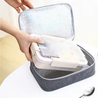 Bento Bags Office Student Simple And Elegant Large Capacity Box Handbag Aluminum Foil Thick Insulation Bag Lunch Bag 2023