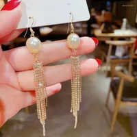 Dangle Earrings Products In 2023 Exquisite And Fashionable Long Pearl Tassel Elegant Ladies Sweet Pendant Rhinestone