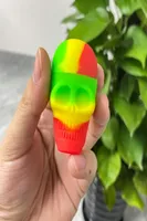 15ml skull shape silicone container oil jar wax dab smoking pipe tool mix color for whole and retail8622343