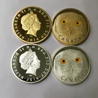 4 Stück The Canada Animal Coin 24K Real Gold Silver Plated Badge 40 mm Wildlife Animal Elizabeth Souvenir Dekoration Coin331f