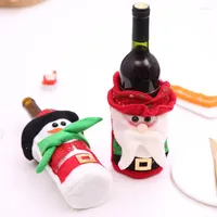 Christmas Decorations Lovely Santa Claus Snowman Shape Wine Bottle Cover Dinner Table Decor Xmas Party Decoration Gift Holder Supplies