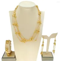 Necklace Earrings Set Jewelry For Women Bracelet Necklaces Dubai Gold Plated Gift
