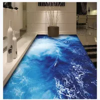 3D customized waterproof self-adhesive floor po mural wallpaper Sea water surface ripple bathroom bedroom 3D floor painting sti280Q