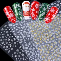 Nail Stickers Manicure Art Snowflake 3D Adhesive Holographic Tips Feather Patch Christmas Decals