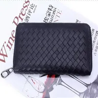 Whole Fashion Men's walletl Sheepskin Leather Nappa Zip Around Wallet Hand Bag First Class Genuine Leather Long Wallet Go258A