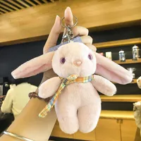 14CM Easter Rabbit Plush Toy Keychain Cute Cartoon Little Rabbit Couple Bag Pendant Key Pendant Gift