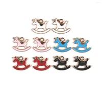 Charms 10pcs Multi-color Wooden Horse Diy Alloy Enamel Jewelry Accessories Animal For Making Charm Handmade Gift