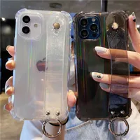 Cell Phone Cases Glitter Wrist Strap Laser Phone Case For iPhone 13 11 12 14 Pro Max XS Max XR X 7 8 Plus 12 13Pro 14 Transparent Soft Back Cover Z0329