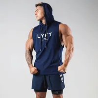 Mens Tank Tops Summer Sleeveless Hoodie Gym Vest Sports Bodybuilding Fitness Navy Blue Basketball Fashion Slim Casual 230330