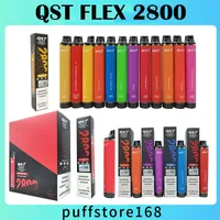 Original QST Puff Flex 2800 E cigarette Disposable 8ml Pre Filled Pods 5% Nic 28 colors 850mah Rechargeable vape pen Cartridge Vaporizers Portable Vapor Devcice
