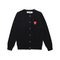 Designer Men's Sweaters CDG Com Des Garcons Play Button Black Wool Women's Sweater Crew Neck Cardigan Double Hearts Size M