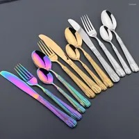 Dinnerware Sets Zoseil 24Pcs Vintage 304 Stainless Steel Cutlery Set Knife Forks Tea Spoons Tableware Western Kitchen Flatware