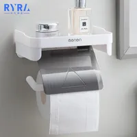 Toilet Paper Holders Toilet waterproof paper towel rack wall mounted toilet roll rack selfadhesive punch without roll paper support accessories 230329