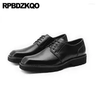 Dress Shoes Italian Lace Up Custom Luxury Low Heel Square Toe Derby Solid High Quality Formal Oxfords Cow Leather Men Bridal
