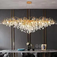 Chandeliers Pendant Lights LED Lamp Modern Luxury Crystal Gold Water Drop Home Living Room Villa Decor Light