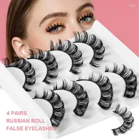 False Eyelashes 4 Pairs Mink 3d Thick Simulation Curling Dramatic Long For Sexy Woman