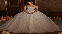 Gorgeous Beading Wedding Dresses Bridal Gowns Beads Crystals Ball Gown Arabic Dubai Off The Shoulder Vestido de Noiva Plus Size9005783