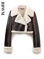 Women's Jackets 2023 Winter Fashion Women Double Sided Short Jacket Lapel Coat Female Fleece Warm Vintage Casual Outwear Chic Tops