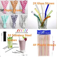 Coloured Drink Paper Straws Cut Gold Striped 61 Color Eco friendly Drinking BobaTea Cocktail Straw Cartoon Glass Reusable stainles243b