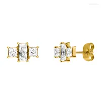 Stud Earrings High Quality Subtle Stainless Steel Zirconia Crystal Pretty For Woman Christams Day Gift