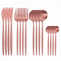 Dinnerware Sets Gold Spoon Cutlery Set Stainless Steel Tableware Forks Knives Spoons 16 Pieces Fork Knife