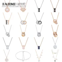 Fahmi Swa Pendant Necklace Cute Flying Pig Interlocking Snowflakes Stars and Moon Stacked Fashion And Exquisite Necklace Clavicle Chain Temperament