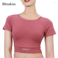 Active Shirts BLKISS Yoga Top Sport Shirt For Women Fitness Clothing Short Sleeve Crop Gym Tshirt Quick Drying Running Workout