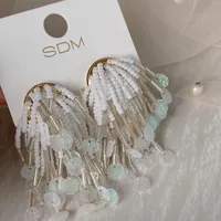 Dangle Earrings Retro Beaded Crystal Pearl Flower For Women Drop Earring Jewelry Gift
