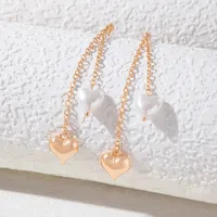 Dangle & Chandelier INS Love Heart Peal Stone Drop Earring for Women Girls Trendy Geometry Long Tassel Party Jewelry Gifts Accessories