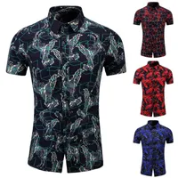Men's Casual Shirts Men's Shirt Hawaiian Floral Printed Short Sleeve Blouse Fashion Loose High Quality Beach Holiday Buttoned 2023
