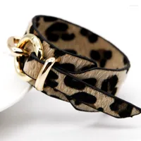 Bangle Fashion Punk Leather Bracelet For Women Wristband Charm Cuff Bracelets Leopard Print Bangles Ladies Bijoux Jewelry