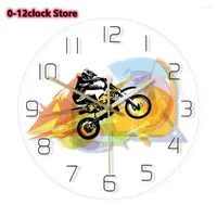 Wall Clocks Dirt Motorbike Rider Watch Clock Color Changing Motocross Bike Night Light Print Remote Control Horloge Home Decor Hanging