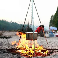 Outdoor Camping Picnic Cooking Tripod Hanging Pot Durable Portable Campfire Picnic Cook Water Boil Pot Riser Fire Grill Hanging Tr3173