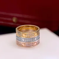2023 Brand Classic Crystal Titanium Steel Couple Ring Women Couple Love Eternal Two Row Diamond Ring 18k Gold Designer Ring
