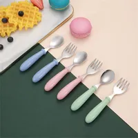 Dinnerware Sets Stainless Steel Tableware Children's Cute Fork Spoon Set Rice Dessert Portable Kitchen Dining
