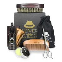EPACK ALIVER Natural Organic Beard Oil Wax Balm Scissors Brush Hair Products Leave-In Conditioner for Soft Moisturize With Retail 280M