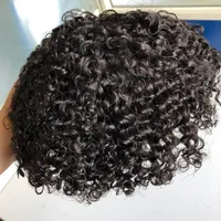 6mm Wave Afro Mens Wig Hairpieces Body Curl Full Lace Toupee Brazilian Virgin Remy Human Hair Replacement235S