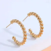 Stud Earrings Fashion Korea Round Steel Hoop Weave Shape For Women Ladies Jewelry Gift