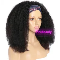 Малайзийские человеческие волосы бездуманные парики афро-повязки 10-26 дюймов натуральный цвет 150% 180% 210% Плотность Yirubeauty