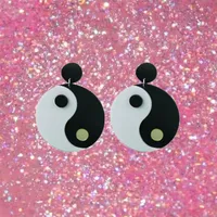 Dangle Earrings & Chandelier Goth Black White Yin Yang For Women Punk Hip Hop Cool 90s Aesthetic Tai Chi Acrylic Earring Charms Y2K Jewelry