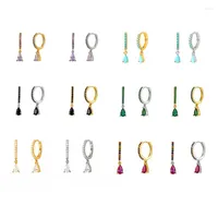 Hoop Earrings YUXINTOME 925 Sterling Silver Ear Buckle Water Drop Earring For Women Rainbow Pave Crystal Pendant Fashion Jewelry