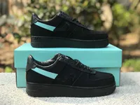 Air 1837 basketball shoes AF 1 Low Tiffany Black Blue Outdoor Sports Sneaker DZ1382-001 With Original Box
