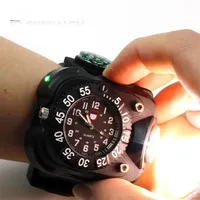 Outdoor LED wrist lamp hand - worn flashlight watch watch silicone light night running defense Multi-function portable248T