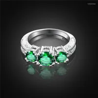 Wedding Rings Garilina High-end Fashion Ring Female Factory Direct Supply Green Stone Silver Color Classic For Women AR2266