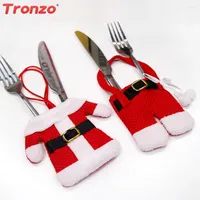 Christmas Decorations Tronzo Silverware Holder For Home Kids Favors 6pcs set Cute Santa Claus Fork Knife Decor