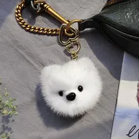 Cute Real Genuine Fur Dog Puppy Toy Pompom Ball Bag Charm Keychain Pendant Kids Toy Gift243l